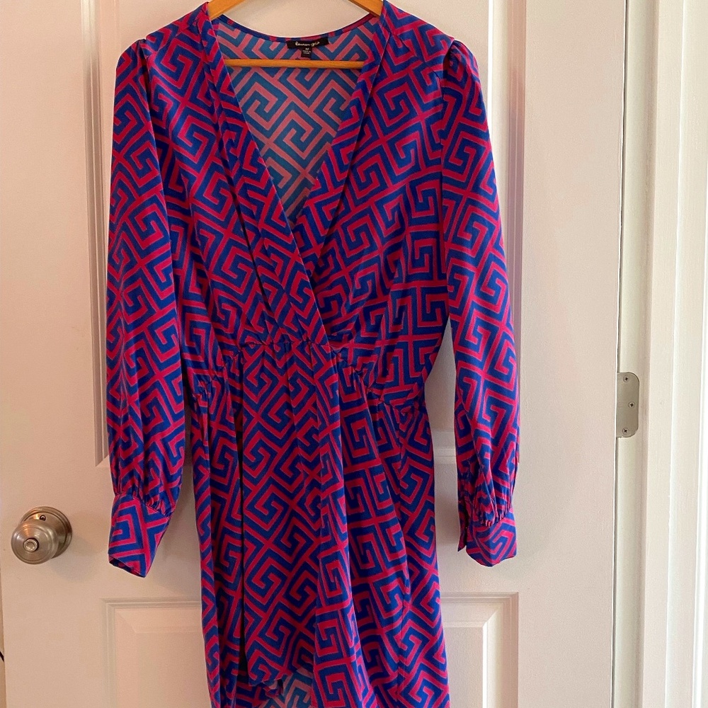 Blue and Pink Lauren Gold Silk Tunic Dress
